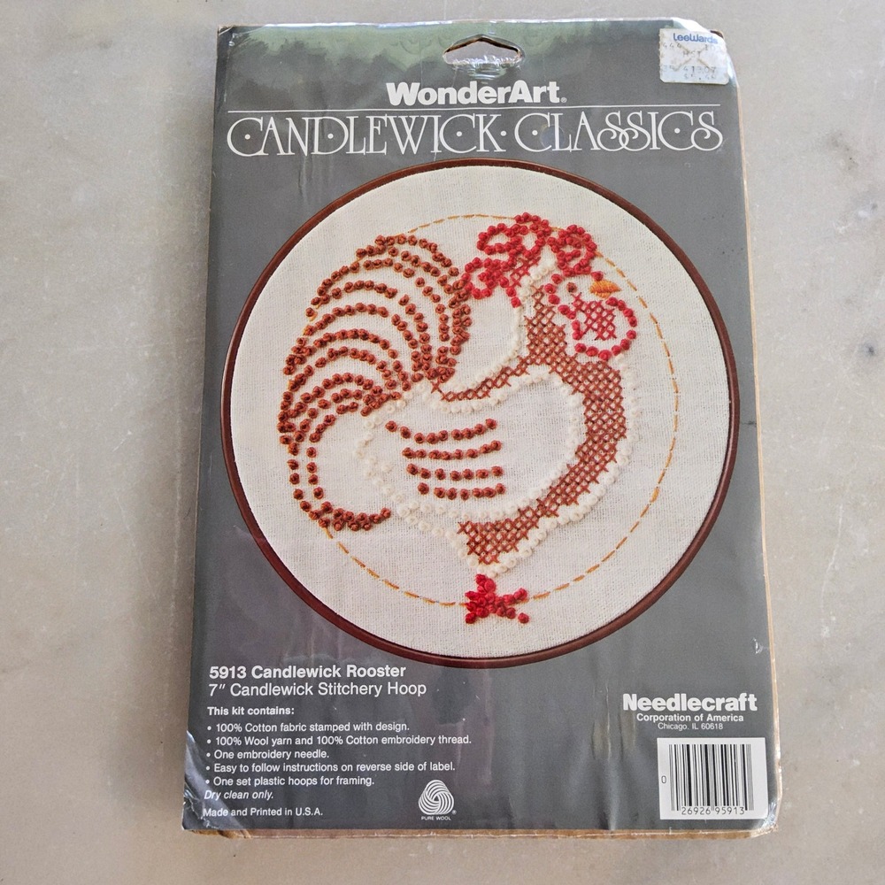 WonderArt Candlewick Classics 5913 Rooster Stitchery Embroidery Kit‎